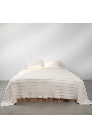 Ruby Dolgulu Müslin Çift Kişilik Yatak Örtüsü Ekru Bej 230x250 Cm Çok Renkli
