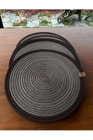 6 Lı Yuvarlak Supla Takımı Kolay Temizlenebilir, Modern Sofralar İçin Siyah - Natural