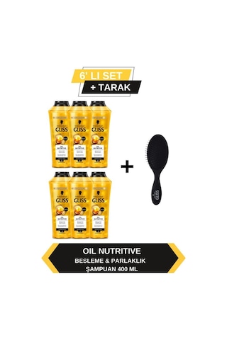 Gliss Oil Nutritive Şampuan 6 x 400 ML + Tarak