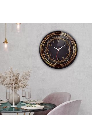 Decorita Cam Saat | Black Star | Çap40cm Çok Renkli