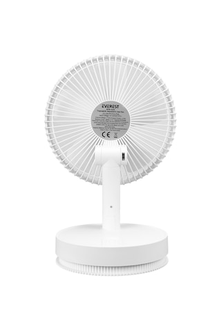 Everest Efn-600, Beyaz, 4 Kademeli Hız, Masaüstü Kullanım, Taşınabilir, Dahili 2000mah Bataryalı, Usb Şarj Girişli, Kumandalı, Vantilatör