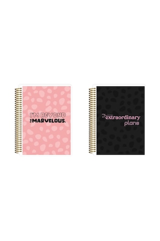 Victoria's Jurnals Altın Renkli Metal Sip. Defter 2'li Set Pembe - Siyah