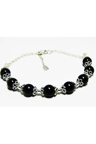 Lilahgümüştr Gümüş İşlemeli Oltu Taşlı Kadın Bileklik