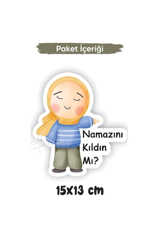 Namazını Kıldın Mı Sticker, Namaz Kılma Hatırlatıcısı, Sevimli Anne Kız Figürü Namaz Teşviki Çok Re