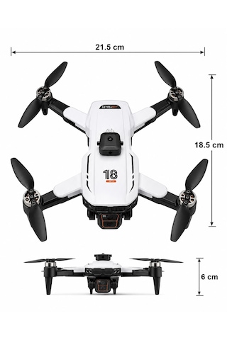 T18p Dron 4k Hd Hava Fotorafçılığı 3 Lens Usb Kart Okuyucu+kafıza Kartı Hediye Tek Tuş İniş Kalkış Ekranlı Kumanda Fırçasız Motor Havada Sabit Kalma 360 Derece Engel Algılama Elektirikli Kamera