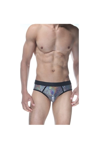 Erkek Gri Fantezi Giyim Simli Parlak Desenli Jockstrap Hf102105