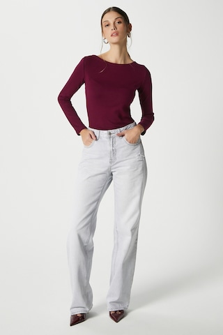 Ritnice Kayık Yaka Need Uzun Kollu Mürdüm Soft Top / Bluz Mürdüm