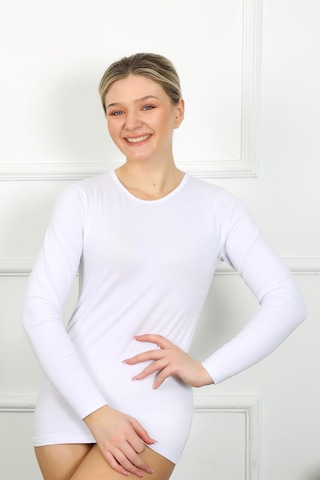 Akbeniz Bayan Uzun Kol Body 250 Beyaz