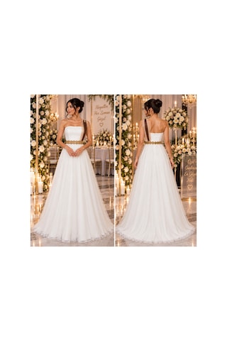Gül&can Butik Abiye Straplez Sade Ve Asil Beyaz