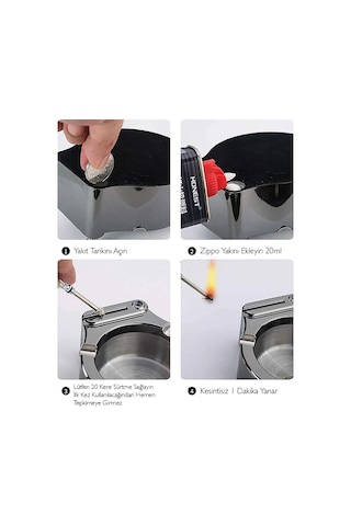 Metal Çakmaklı Küllük Zippo Yakıt İle Çalışır