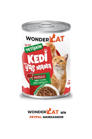 Wondercat Kuzulu Yetişkin Kedi Konservesi 400gr X 12 Adet
