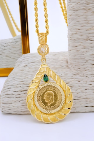 Tc. Darphane 22 Ayar Çeyrek Altınlı 14 Ayar Altın Kolye