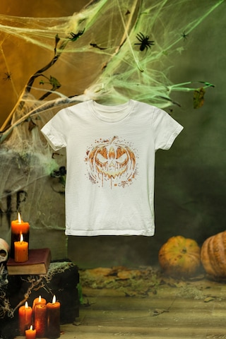 Magors Stıl-x Happy Halloween - Cadılar Bayramı Baskılı Çocuk Tshırt Beyaz