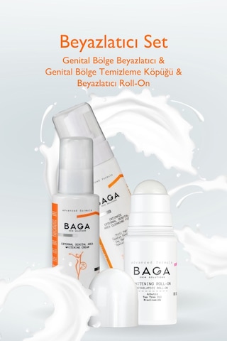 Beyazlatıcı Set Genital Bölge Beyazlatıcı & Genital Bölge Temizleme Köpüğü & Roll-on 3'lü Set