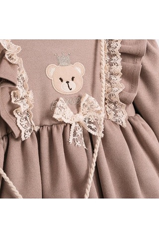 Sweet Bear Oyuncak Aksesuarlı Kız Bebek Elbisesi Bej