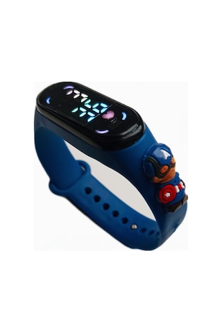 Renkli Led Ekranlı Çocuk Kol Saati Lacivert Kaptan Amerika