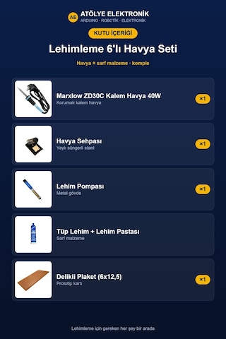 Lehimleme Ve Proje Çalışmaları İçin 6'lı Havya Seti