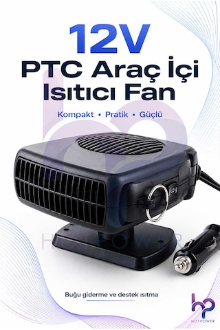 12v Araç İçi Sıcak Soğuk Fan Ptc Isıtıcı Ön Cam Buğu Giderici Çakmaklık Girişli
