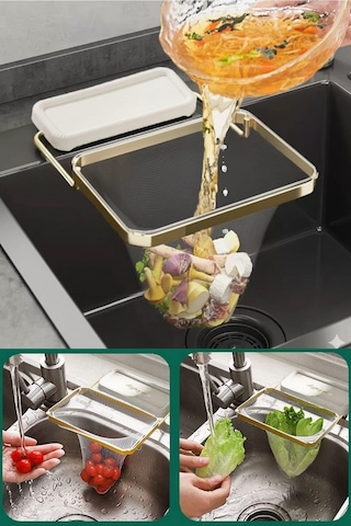 Katlanır Mutfak Lavabo Süzgeci Tıkanıklığa Son 50 Adet Tül Süzgeç Hediye Yeni Nesil Modern Süzgeç Beyaz - Çok Renkli