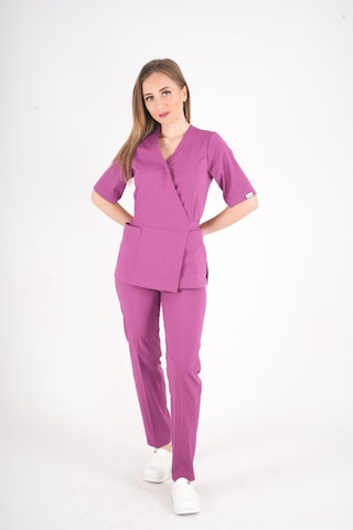 Açık Mor Elegant Model Cerrahi Üniforma Belden Bağlamalı Scrubs Takım Mor
