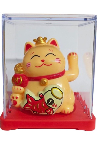 Maneki Neko El Sallayan Mini Şans Kedisi Krem Solar Güneş Enerjili 5x5cm F11krm11