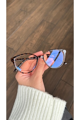 Habeq Cat Eye Leopar Desenli Blue Block Gözlük Çok Renkli