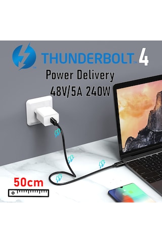 Jeyı Tb-050 50cm Thunderbolt-4 40gbps 8k 60hz Görüntü Pd 240w
