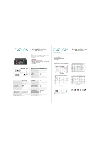 Exelon 48 V Volt 100 Ah Amper Lityum Akü Rack Tipi Lifepo4 Lityum Batarya