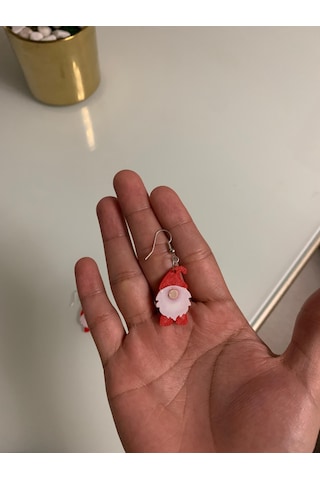 Noel Cücesi Gnome Küpe Çifti - Kırmızı Şapkalı Ve Beyaz Sakallı Sevimli Yılbaşı Aksesuarı Kırmızı