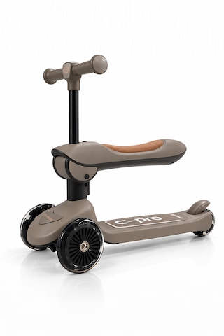 Casual C-pro 2'si 1 Arada Katlanabilir Çocuk Scooterı Kahverengi