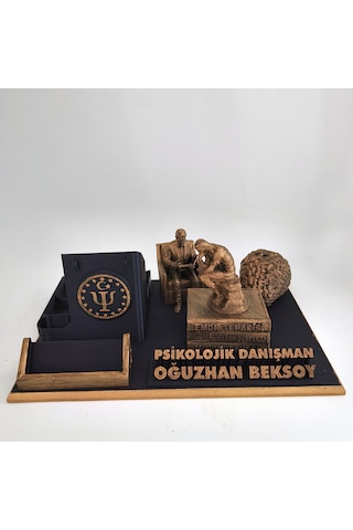 Kişiye Özel Psikolojik Danışman Masa İsimliği Ve Kartvizitlik Gold - Siyah