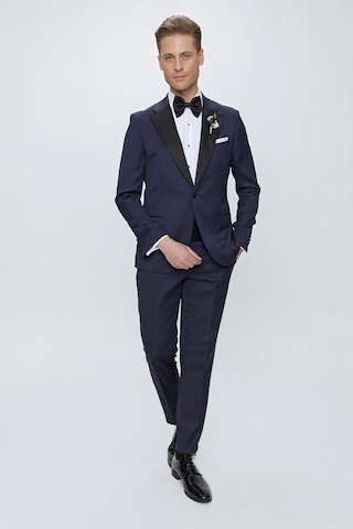Efor Black 062 Slim Fit Çıkarılabilir Saten Yaka Lacivert Damatlık Smokin Takım Lacivert