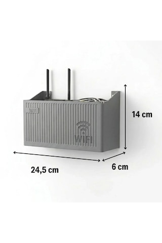 Duvar Tipi Wi-fi Modem Saklama Kutusu Gri Kablo Düzenleyici Router Raf Organizer Çok Renkli