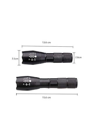 Single Sword Şarjlı El Feneri - Metal Gövde Ultra Yüksek Parlak Siyah