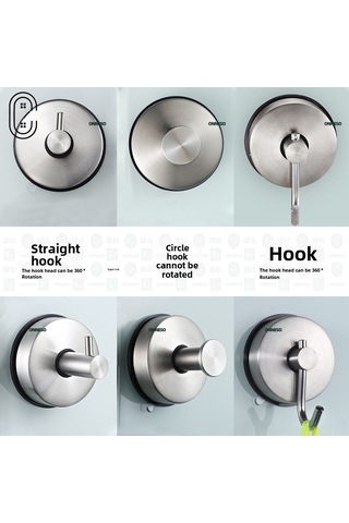 Dianziye 304 Paslanmaz Çelik Süpürge Pimsi, Mutfak/banyo İçin Delme Olmayan, İz Kalmayacak, Çok Fonksiyonlu Vakumlı Tutuculu Organize Kanca Diğer