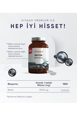 Vitago Premium Biotin 5000 Mcg 60 Tablet