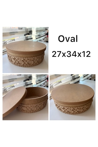 Ham Ahşap Oval Dekoratif Kutu 7