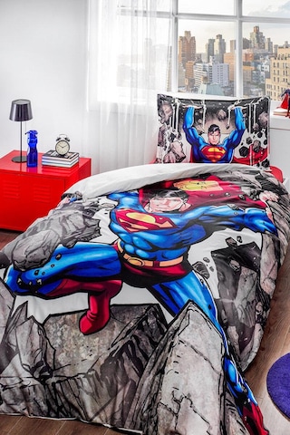Özdilek Tek Kişilik Lisanslı Nevresim Takımı Superman Stone Mavi