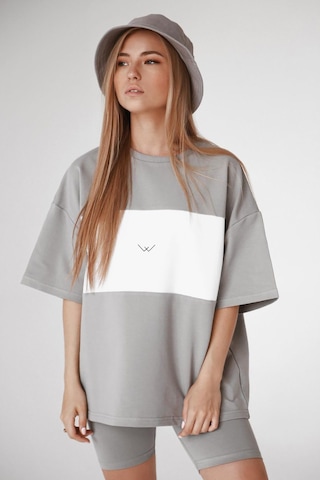 Madmext Mad Girls Boyalı Gri Nakışlı Tişört Mg1421-boyalı Gri