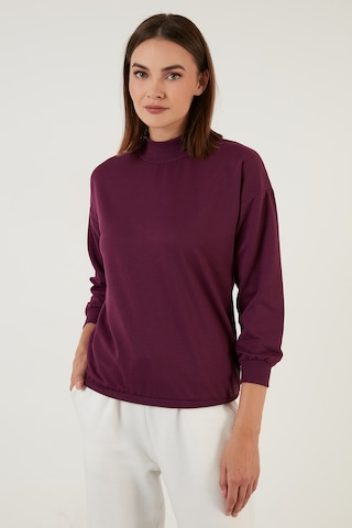 Lela Pamuklu Dik Yaka Basic Örme Bayan Sweat 5863323 Mor