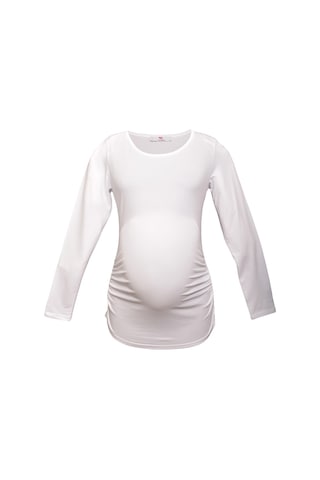 Luvmabelly 2301-2309 Pamuklu Uzun Kollu Hamile T-shirt-beyaz