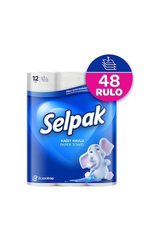 Selpak Süper Emici Rulo Kağıt Havlu 12'li 4 Paket
