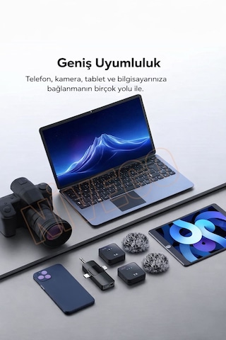 Nivego Yüksek Kalite Profesyonel 3 In 1 Kablosuz Taşınabilir Youtuber Yaka Mikrofonu Tüylü Lightning / Type-c