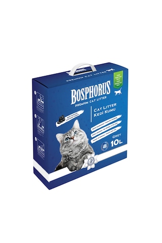 Bosphorus Aktif Karbonlu Topaklaşan Grey İnce Doğal Kedi Kumu 4 x 10 L