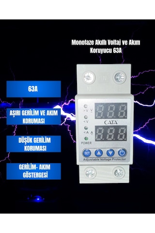 Cata Ct-9198 Monofaze Akıllı Voltaj Ve Akım Koruyucu 63a