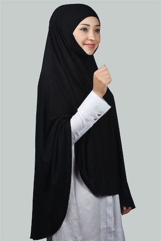 Altobeh Hazır Türban Peçeli Pratik Eşarp Tesettür Nikaplı Hijab - Namaz Örtüsü Sufle (5XL) - Siyah