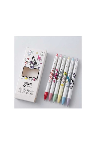 6'lı Set Kawaii Sanrio Jel Kalem 0.5 Beyaz