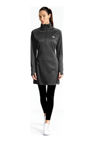 Tommylıfe Antrasit Yarım Fermuarlı Dik Yaka Standart Kalıp Kadın Sporcu Tunik - 97309