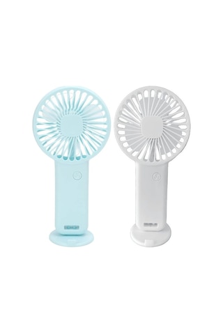2 Adet Mini Fan,telefon Tutucu,portatif El Vantilatörü Mavi,beyaz 9,3x19cm
