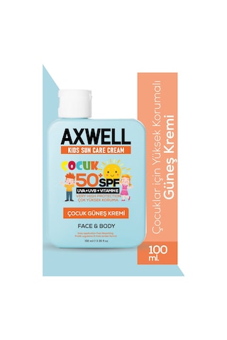 Axwell Kids Sun Cream Çocuk Güneş Kremi Çok Yüksek Koruma + Vitamin E SPF50+ 100 ML